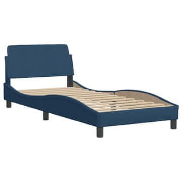 Vidaxl Posteljni okvir z vzglavjem Dover moder 80x200cm blago