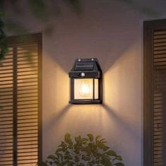 HOME & MARKER® Solarna svetilka, Svetilka s senzorjem gibanja, Stenska svetilka, Zunanja svetilka (Črna, 12 x 17 x 5,8 cm) | FLUXLAMP