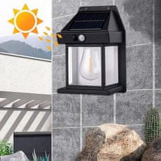 HOME & MARKER® Solarna svetilka, Svetilka s senzorjem gibanja, Stenska svetilka, Zunanja svetilka (Črna, 12 x 17 x 5,8 cm) | FLUXLAMP