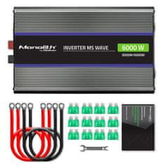 Qoltec Monolith 6000 MS valovni pretvornik napetosti | 12 V na 230 V | 3000/6000 W | USB