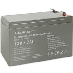 Qoltec baterija agm | 12 V | 7 Ah | brez vzdrževanja | učinkovita| z dolgo življenjsko dobo | za ups, varnost