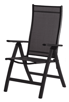 Sun Garden LONDON Aluminijast vrtni nastavljiv stol - Črn/Antracit