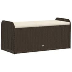 Vidaxl Klop z blazino rjava 115x51x52 cm poli ratan