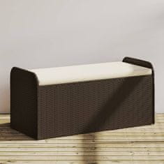 Vidaxl Klop z blazino rjava 115x51x52 cm poli ratan