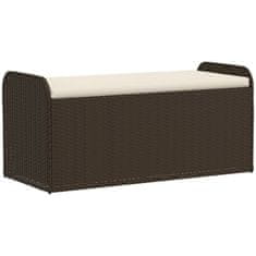 Vidaxl Klop z blazino rjava 115x51x52 cm poli ratan