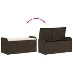 Vidaxl Klop z blazino rjava 115x51x52 cm poli ratan