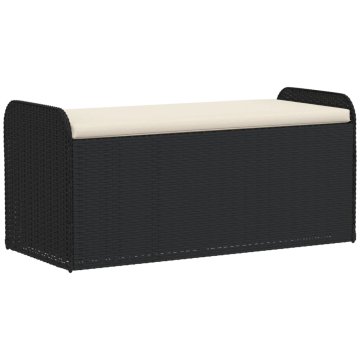 Vidaxl Klop z blazino črna 115x51x52 cm poli ratan