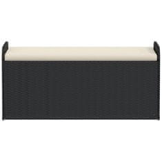 Vidaxl Klop z blazino črna 115x51x52 cm poli ratan