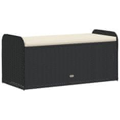 Vidaxl Klop z blazino črna 115x51x52 cm poli ratan