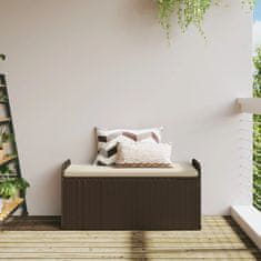 Vidaxl Klop z blazino rjava 115x51x52 cm poli ratan