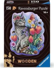 Ravensburger Lesena obrisna sestavljanka Čarobna mačka 150 kosov