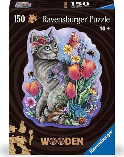 Ravensburger Lesena obrisna sestavljanka Čarobna mačka 150 kosov
