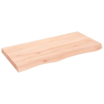 Vidaxl Stenska polica 100x50x(2-6) cm neobdelana trdna hrastovina