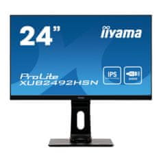 iiyama Monitor 59,9 cm (23,6) XUB2492HSN-B1 1920x1080 75Hz VA 4ms HDMI DisplayPort USB-C 65W 2xUSB3.0 Pivot Zvočniki RJ45