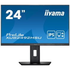 iiyama Monitor 60,5 cm (23,8) XUB2492HSU-B5 1920x1080 75Hz IPS 4ms VGA HDMI DisplayPort 2xUSB Pivot Zvočniki sRGB99% ProLite