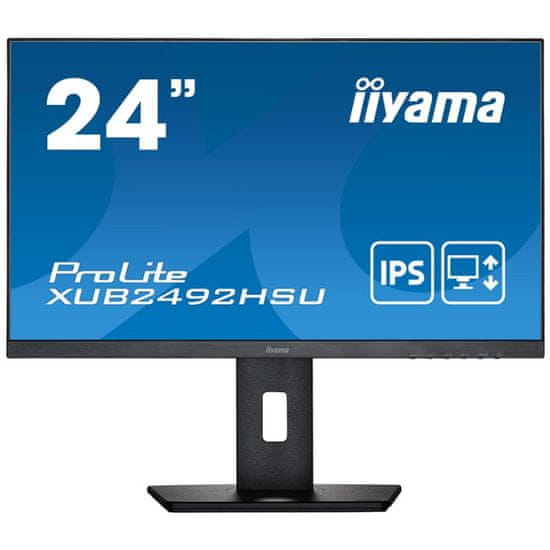 iiyama Monitor 60,5 cm (23,8) XUB2492HSU-B5 1920x1080 75Hz IPS 4ms VGA HDMI DisplayPort 2xUSB Pivot Zvočniki sRGB99% ProLite