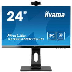 iiyama Monitor 60,5 cm (23,8) XUB2490HSUC-B5 1920x1080 IPS 5ms VGA HDMI DisplayPort USB2.0 Pivot Kamera Zvočniki sRGB99%