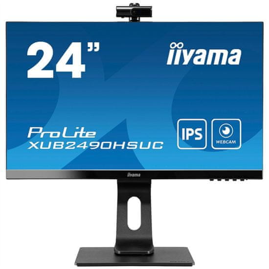 iiyama Monitor 60,5 cm (23,8) XUB2490HSUC-B5 1920x1080 IPS 5ms VGA HDMI DisplayPort USB2.0 Pivot Kamera Zvočniki sRGB99%