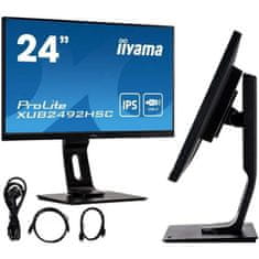 iiyama Monitor 60,5 cm (23,8) XUB2492HSC-B1 1920x1080 75Hz IPS 4ms HDMI DisplayPort USB-C 65W 2xUSB3.0 Pivot Zvočniki sRGB99% ProLite