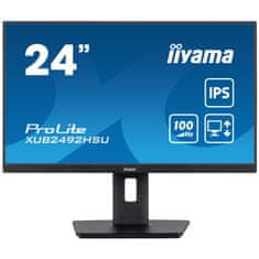 iiyama Monitor 60,5 cm (23,8) XUB2492HSU-B6 1920x1080 100Hz IPS 0,4ms HDMI DisplayPort 4xUSB3.2 Pivot Zvočniki 2H sRGB99% ProLite