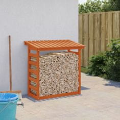 Vidaxl Stojalo za drva voščeno rjavo 108x64,5x110 cm trdna borovina