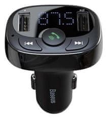 BASEUS  avtomobilski FM-oddajnik + avtopolnilec 2xUSB, microSD, črn (CCMT000001)