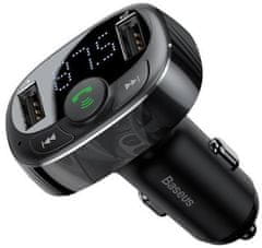 BASEUS  avtomobilski FM-oddajnik + avtopolnilec 2xUSB, microSD, črn (CCMT000001)