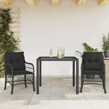 Vidaxl vidaXL 3-delni bistro komplet z blazinami, črne barve, poli ratan
