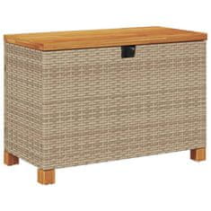 Vidaxl Vrtna škatla za shranjevanje bež 80x40x48 cm PE ratan akacija