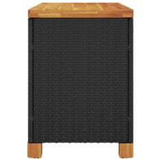 Vidaxl Vrtna škatla za shranjevanje črna 80x40x48 cm PE ratan akacija