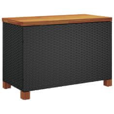 Vidaxl Vrtna škatla za shranjevanje črna 80x40x48 cm PE ratan akacija