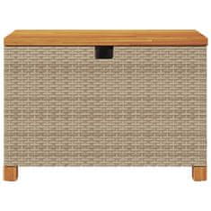 Vidaxl Vrtna škatla za shranjevanje bež 80x40x48 cm PE ratan akacija