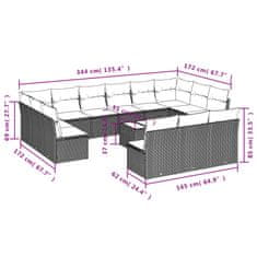 Vidaxl 14 kosov Garden Sofa Set z blazinami Brown Poly Rattan