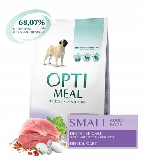OptiMeal suha hrana za odrasle pse malih pasem - raca 4 kg