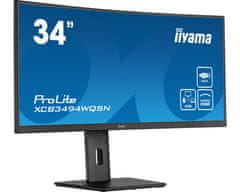 iiyama ProLite XCB3494WQSN-B5 ukrivljen monitor, VA, 86,4cm (34), UWQHD, 120 Hz, USB-C, FreeSync