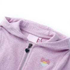 Vidaxl Otroški pulover s kapuco in zadrgo svetlo lila mešana 128