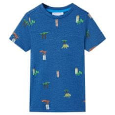 Greatstore Otroška majica s kratkimi rokavi temno modra melange 104