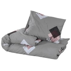 Vidaxl Posteljnina siva 140x200 cm bombaž