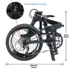 City1.0 zložljivo kolo iz ogljikovih vlaken Shimano Altus 9speed kolesa 20", črna