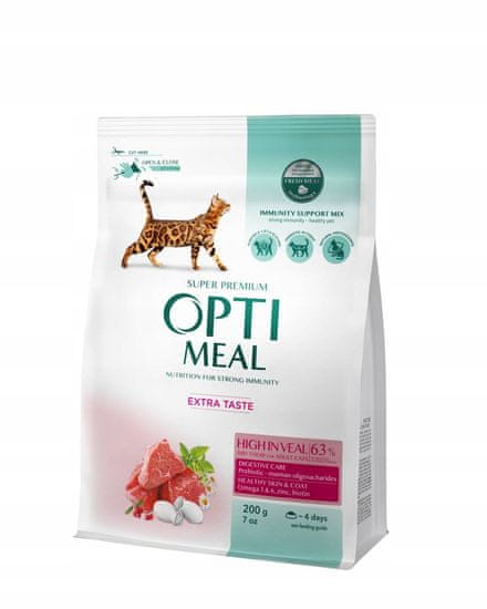 OptiMeal suha hrana za odrasle mačke s teletino 2x200g