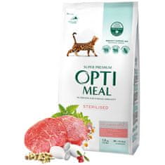 OptiMeal "Sterilizirana" suha hrana za mačke - govedina in sirek 1,5 kg
