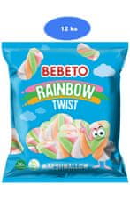 Bebeto  bonboni marshmallow Rainbow Twist 60g (12 kos) obešalnik