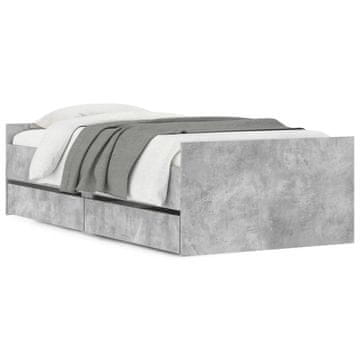Vidaxl Posteljni okvir s predali betonsko siv 75x190 cm
