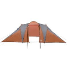 Vidaxl Družinski šotor za 6 oseb siv in oranžen vodoodporen