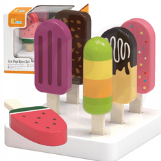 Viga Toys  Komplet lesenih palčk za sladoled s stojalom 6 kosov.