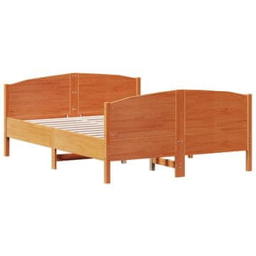 Vidaxl Posteljni okvir brez vzmetnice vošč. rjav 150x200 cm borovina