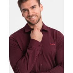 OMBRE Moška bombažna majica REGULAR bordo barve MDN124774 S