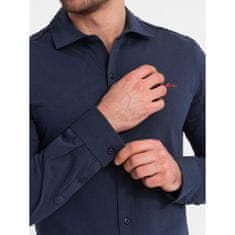 OMBRE Moška bombažna majica REGULAR temno modra MDN124778 S