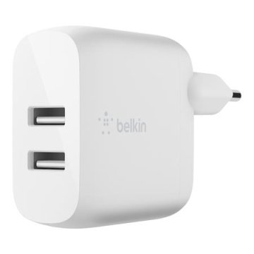 Belkin BOOST CHARGE dvojni 24W stenski polnilnik USB-A, bel