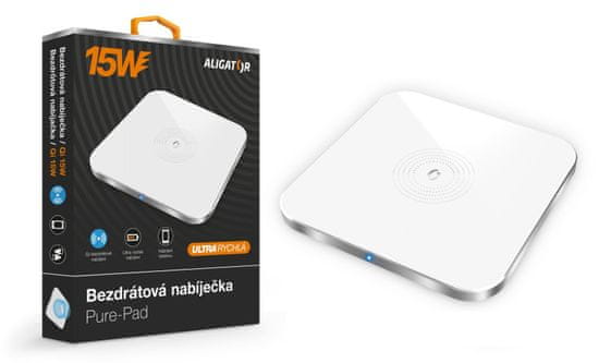 Aligator Brezžični polnilec Pure-Pad 15W, bel